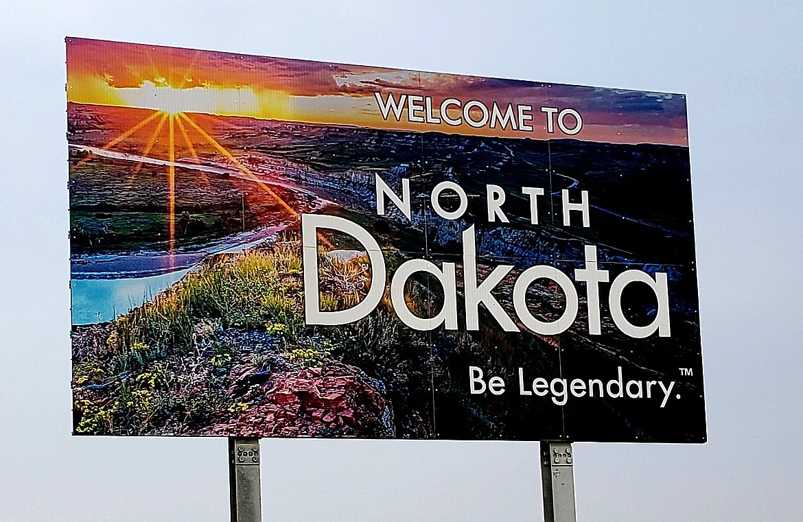 KERRI THORESON/Press
This new sign near Williston, N.D., greets travelers entering the state from the east.