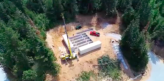 Bird's eye view of Matt Rowe's in-process shipping container home