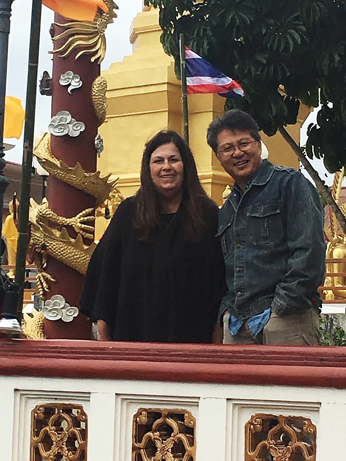 Paula and David Mahawon are pictured at the Buddhist Temple in Thaton, Chiang Mai Province in Thailand.