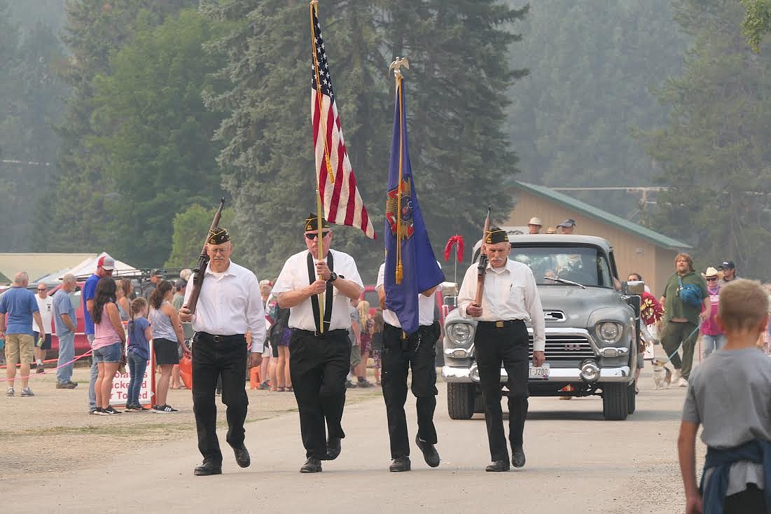 U.S. service veterans lead the way at the Trout Creek Huckleberry Festival last weekend. (Adam Lindsay/Valley Press)