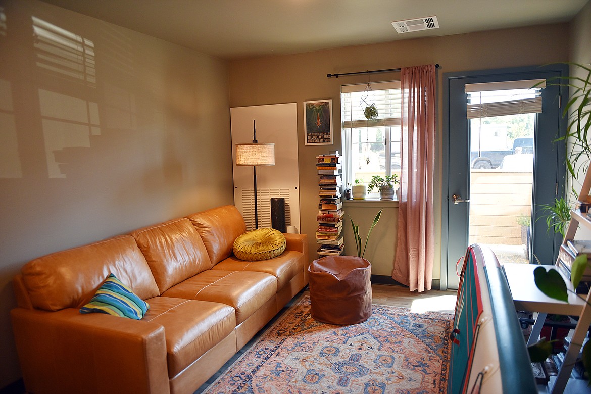 The living room looking outside from one of the units at the Alpenglow Apartments. (Heidi Desch/Whitefish Pilot)