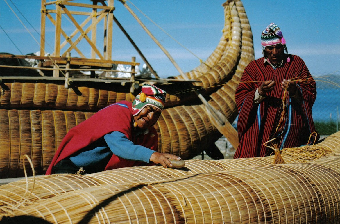 Thor Heyerdahl hired skilled Peruvian reed-boat builders and flew them to Egypt to help construct Ra 1 and 2 papyrus rafts to sail across the Atlantic from Morocco.