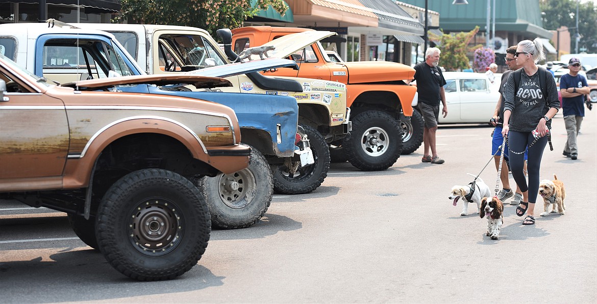 There were plenty of trucks at the Cruisin' by the Bay car show, including this bunch that looked ready for a mud run. (Scot Heisel/Lake County Leader)