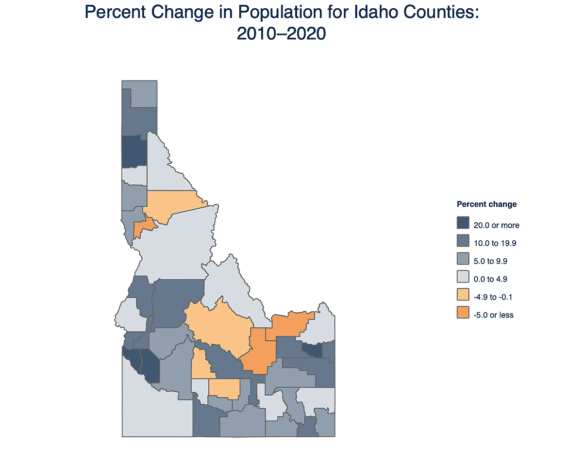 The Kootenai County population as of April 1, 2020, was 171,362 — a 23.7% and 32,868 resident increase from 2010 according to U.S. Census Bureau data. Photo courtesy U.S. Census Bureau.