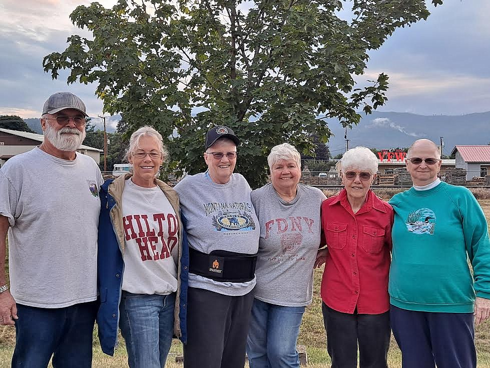 Cancer Network of Sanders County members, from left, are Tom Wachob, TerryAnne Buchanan, Cathy Miller, Sherryl Wachob, Colleen LaPointe and Joyce Dougan. They worked to put on the group’s first luminaria display last weekend in Plains. (Adam Lindsay/Valley Press)