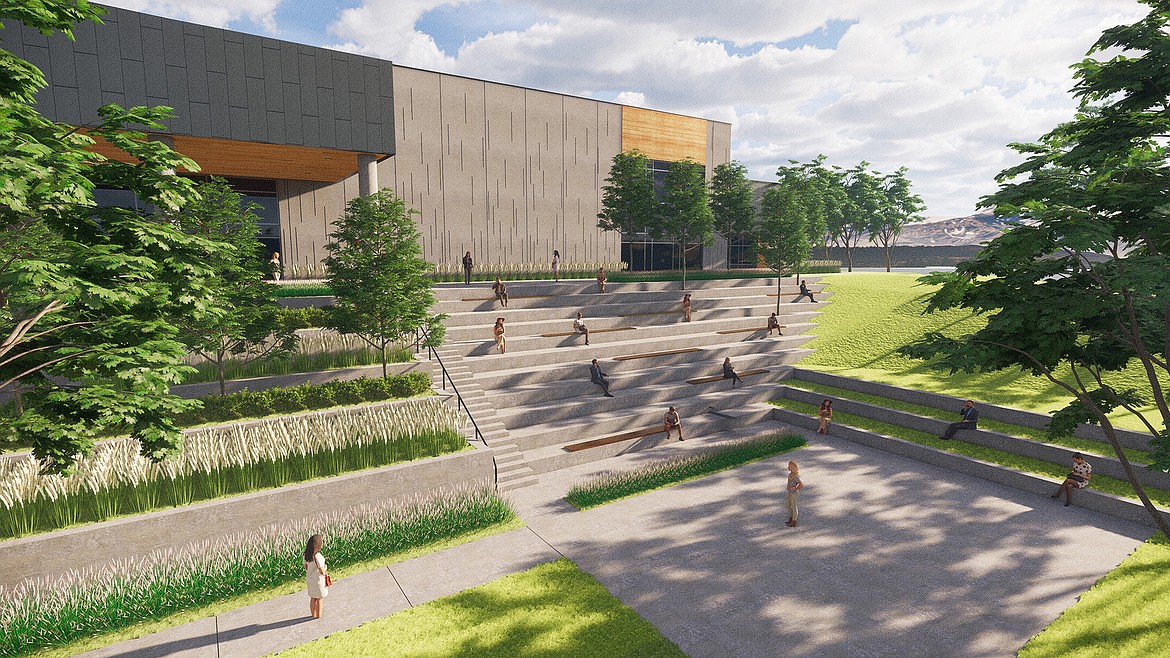 A rendering showing the planned outdoor amphitheater behind the Paul D. Wachholz College Center at Flathead Valley Community College. (Courtesy photo)