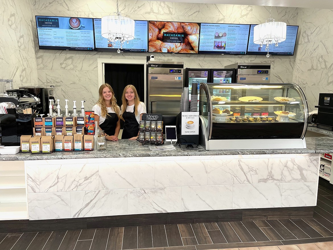 Courtesy photo
Ava Hatrock and Karsyn Miller are with Macadamia Coffee, now open in the Silver Lake Mall.