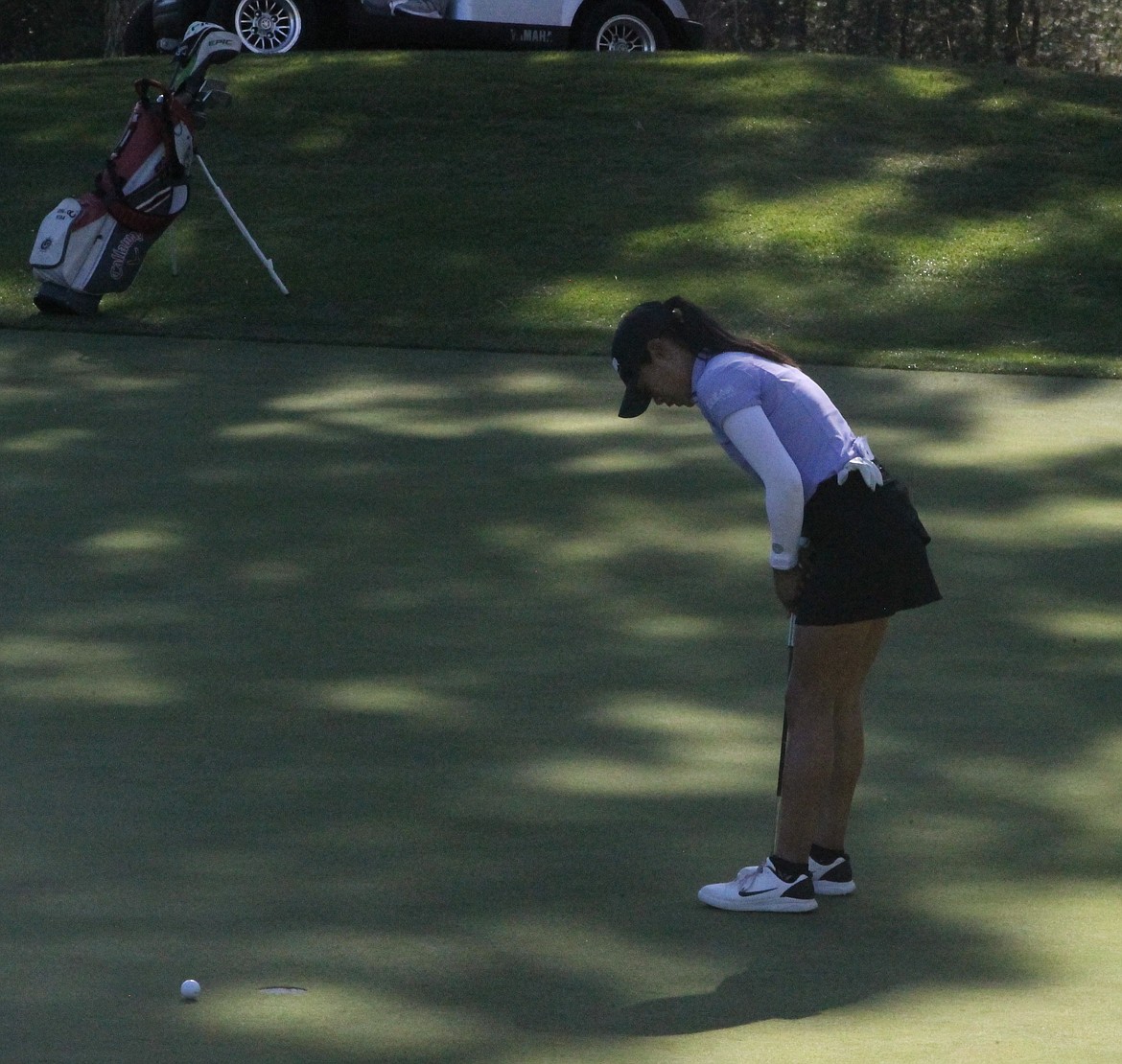 MARK NELKE/Press
Demi Runas watches an eagle putt slide by on the 15th hole at Circling Raven Golf Club on Sunday, in the final round of the Symetra Tour's inaugural Circling Raven Championship. Runas finished second, one stroke back.