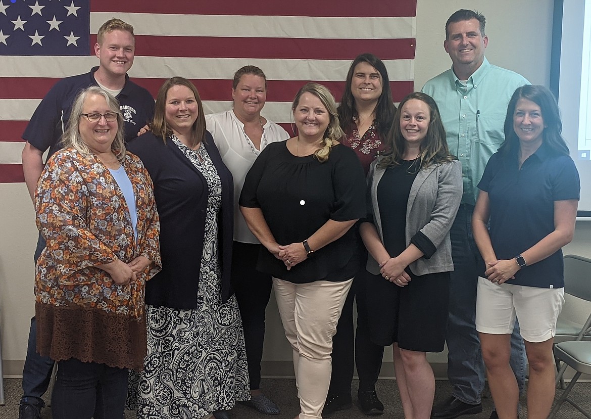 Front, l to r: Cynthia Sanders, BFHS Assistant Principal and Federal Programs Director; Andrea Fuentes, Curriculum/Assessment/Professional Development/Literacy Director; Robin Merrifield, Naples Principal and Teacher; Kylee Guthrie, Mount Hall Principal and Migrant Teacher; Lisa Iverson, BFHS Principal.

Back, l to r: Harmon Newhouse, VV Principal; Jan Bayer, Superintendent; Sara Yoder, Special Education Director; and Scott Ferguson, BCMS Principal.
(Photo courtesy of Boundary County School District)