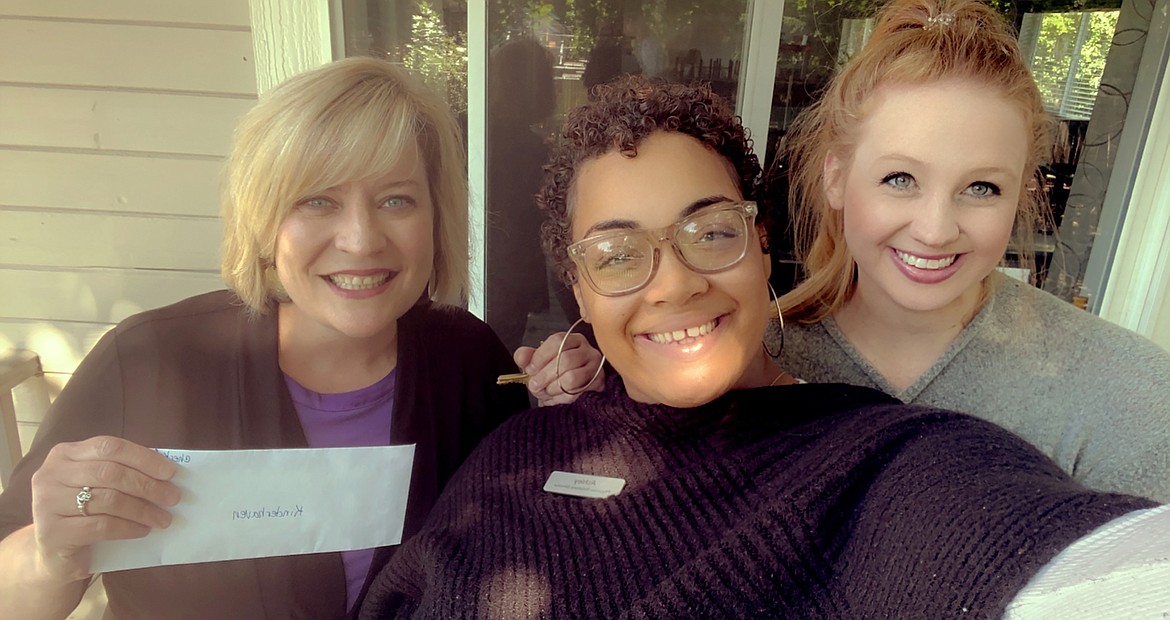 Ashley Holden, center, and Kayley Roderiguez, right, present Jennifer Plummer, executive director of Kinderhaven, with proceeds from the fantastic comedy night fundraiser organized for Kinderhaven by the Idaho Pain Clinic. Kinderhaven officials extended their deepest thanks to Dr. Sorin Ispirescu, the Ispirescu family and the entire team at the Idaho Pain Clinic for bringing comedian K-Von to Sandpoint and for putting on such a spectacular benefit! "We thank you for supporting our local kids,” Plummer said.