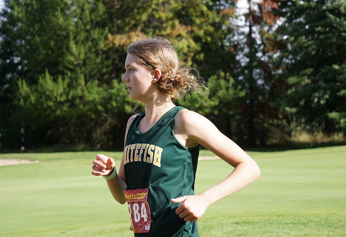 Whitefish senior Paetra Cooke ran a 21:58.27 finishing in seventh place Friday at the cross country meet in Libby. (Matt Weller photo)
