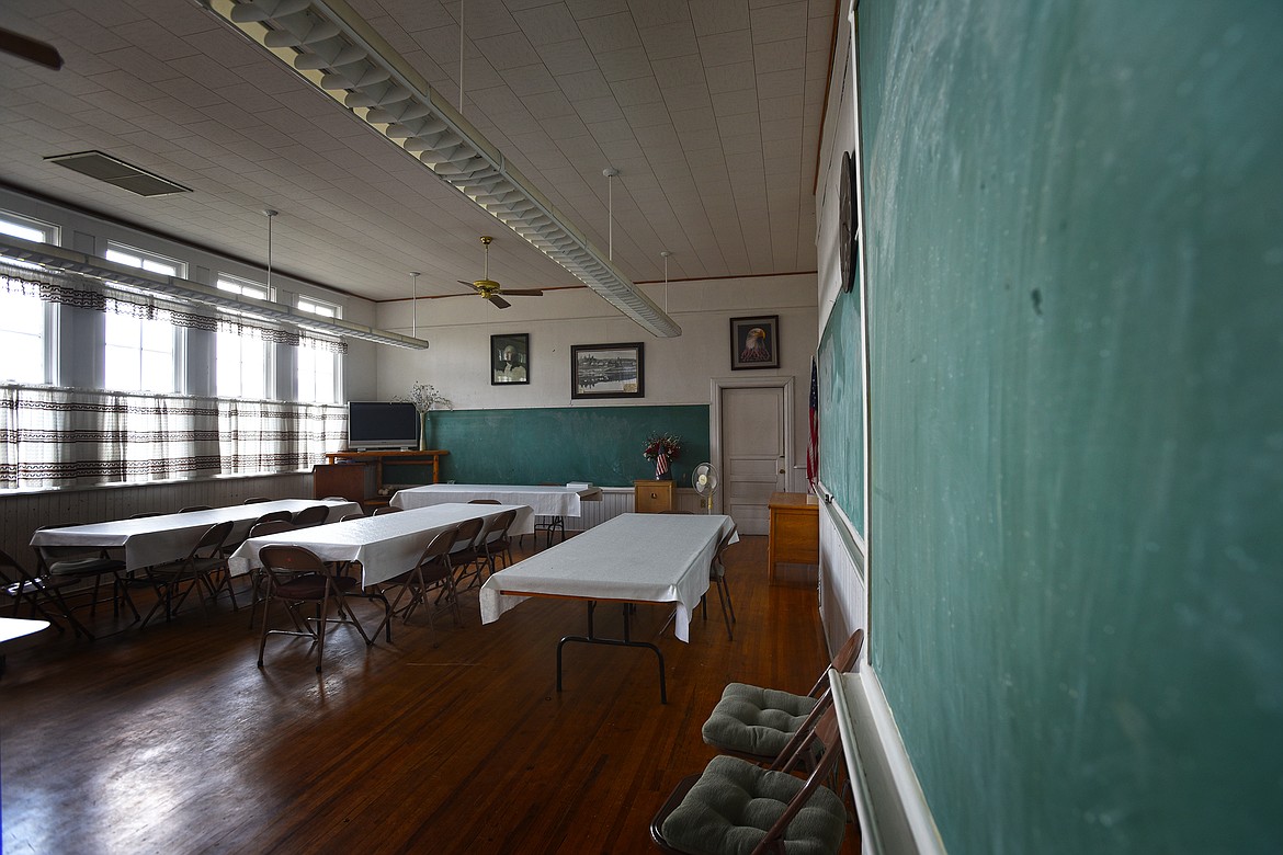 The original room of the Rollins schoolhouse served students in first through eighth grades for decades and was later used for first and second grades until the school's closing in 1972. (Jeremy Weber/Daily Inter Lake)