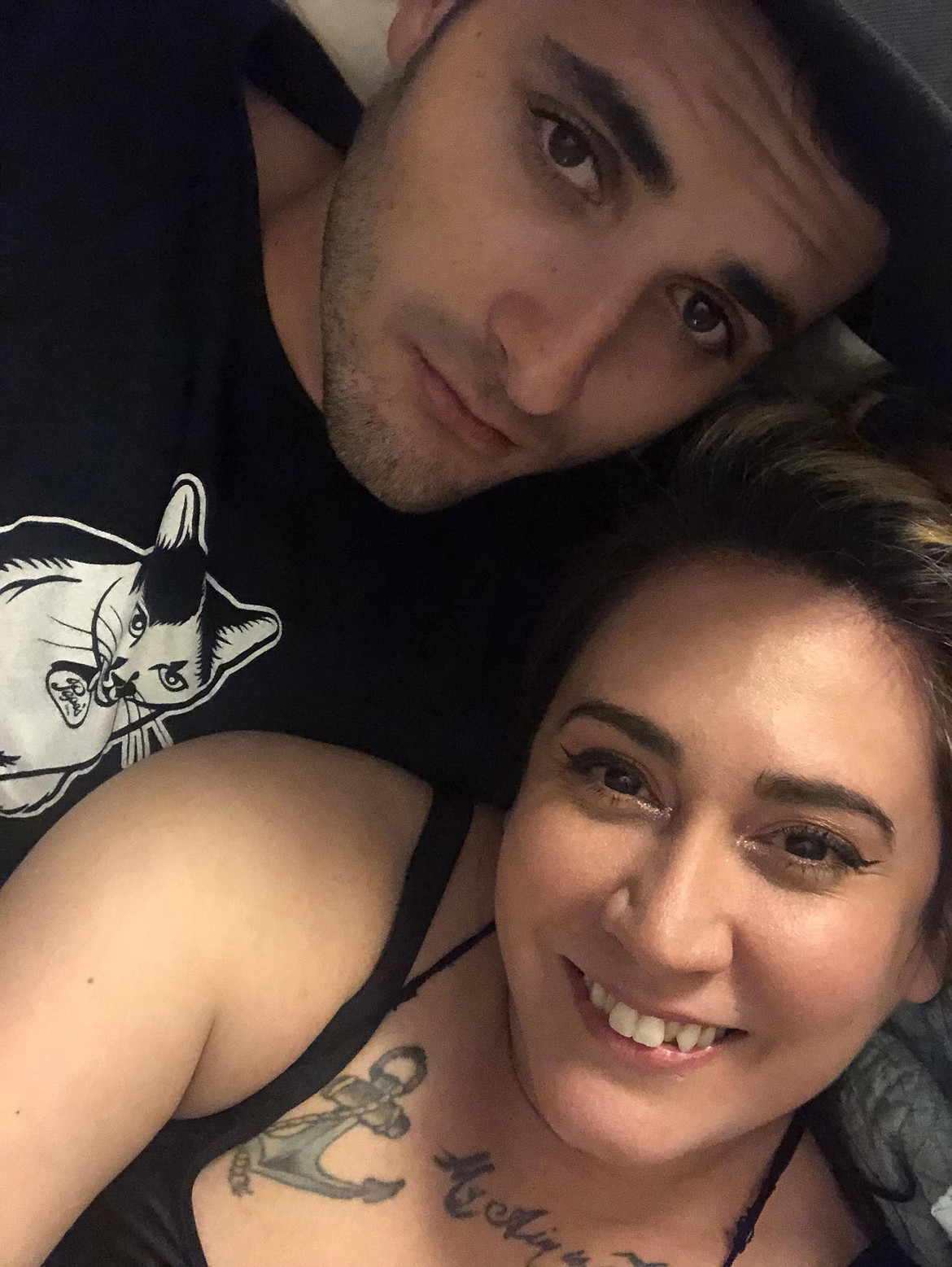 Flathead Valley comedian Vince Carr takes a photo with his fiancee, Cara Marquez. Carr died by suicide in November 2020. (Courtesy photo)
