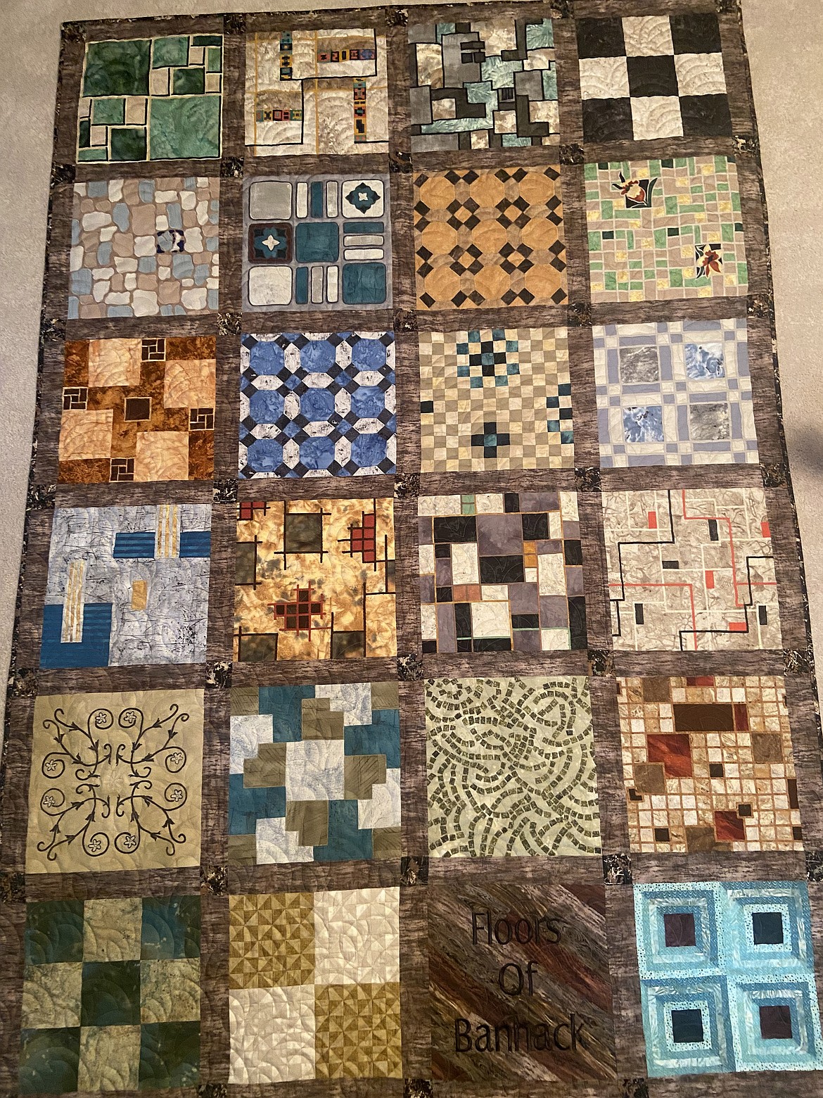 Lanette Cuffe's "Floors of Bannack" quilt was inspired by the linoleum flooring patterns in the buildings of the ghost town of Bannack near Dillon.