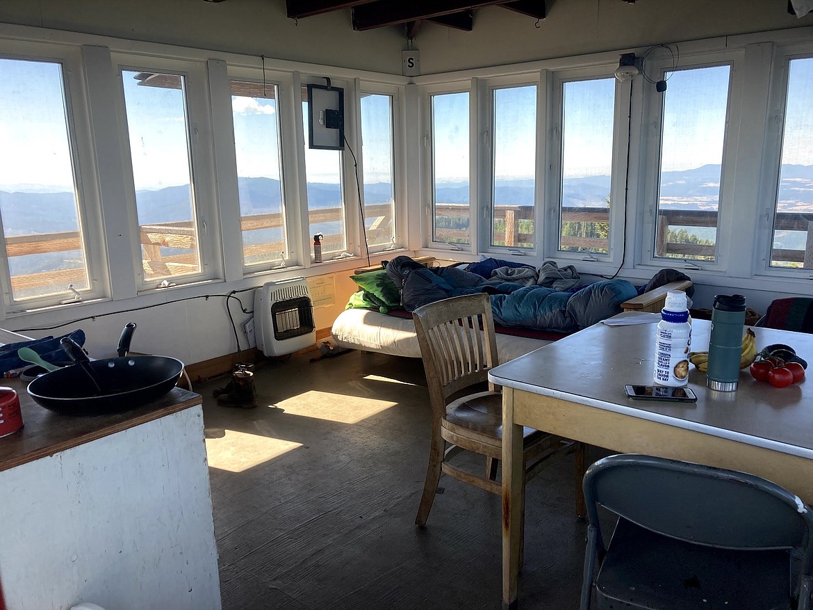 The Bald Mountain Fire Lookout is equipped with a propane heater, a sink and a stove. (Bret Serbin/Daily Inter Lake)