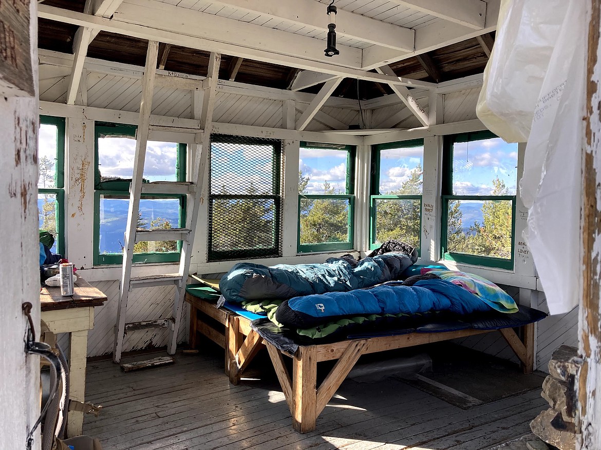 The McGuire Mountain Lookout near Eureka doesn't have many more amenities than a sleeping space, a wood stove and a cupola for observation. (Bret Serbin/Daily Inter Lake)