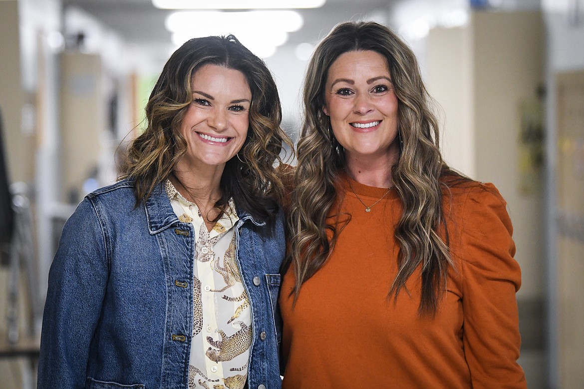 Substitute teacher Melissa Speer, left, with Bree Eaton, Substitute Project Manager, at Elrod Elementary School in Kalispell on Wednesday, Sept. 8. (Casey Kreider/Daily Inter Lake)