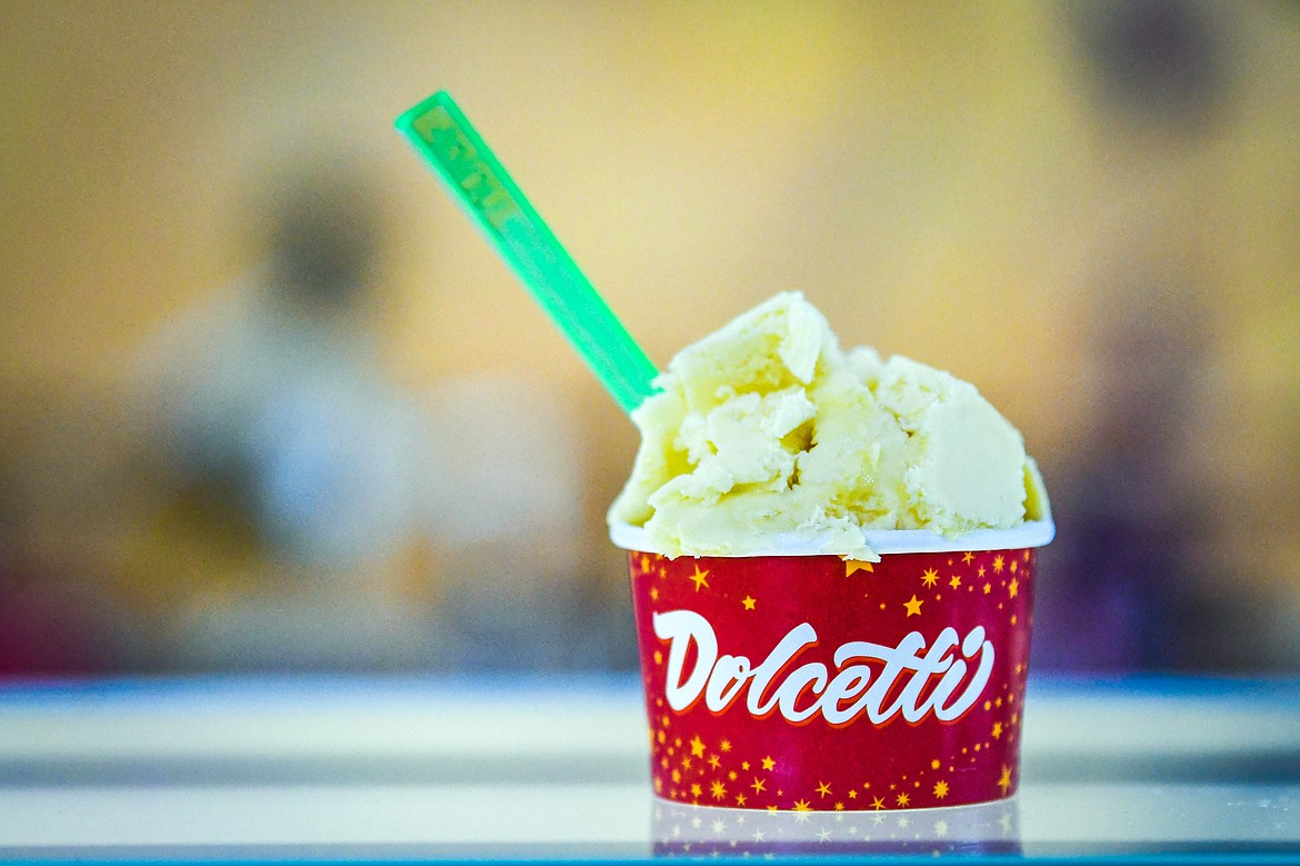 Mango-flavored gelato, one of many flavors of the frozen dessert available at Huck's Place Ginger Brew and Juice Bar in Whitefish. (Casey Kreider/Daily Inter Lake)