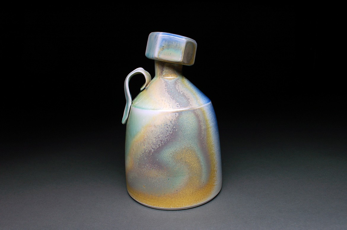 “Growler with Screw Top Lid” by Spokane artist Mat Rude is soda fired, slip cast porcelain. This, and other works by Rude, will be on exhibit at North Idaho College’s Corner Gallery in Boswell Hall from Sept. 8 to Nov. 5. Courtesy photo