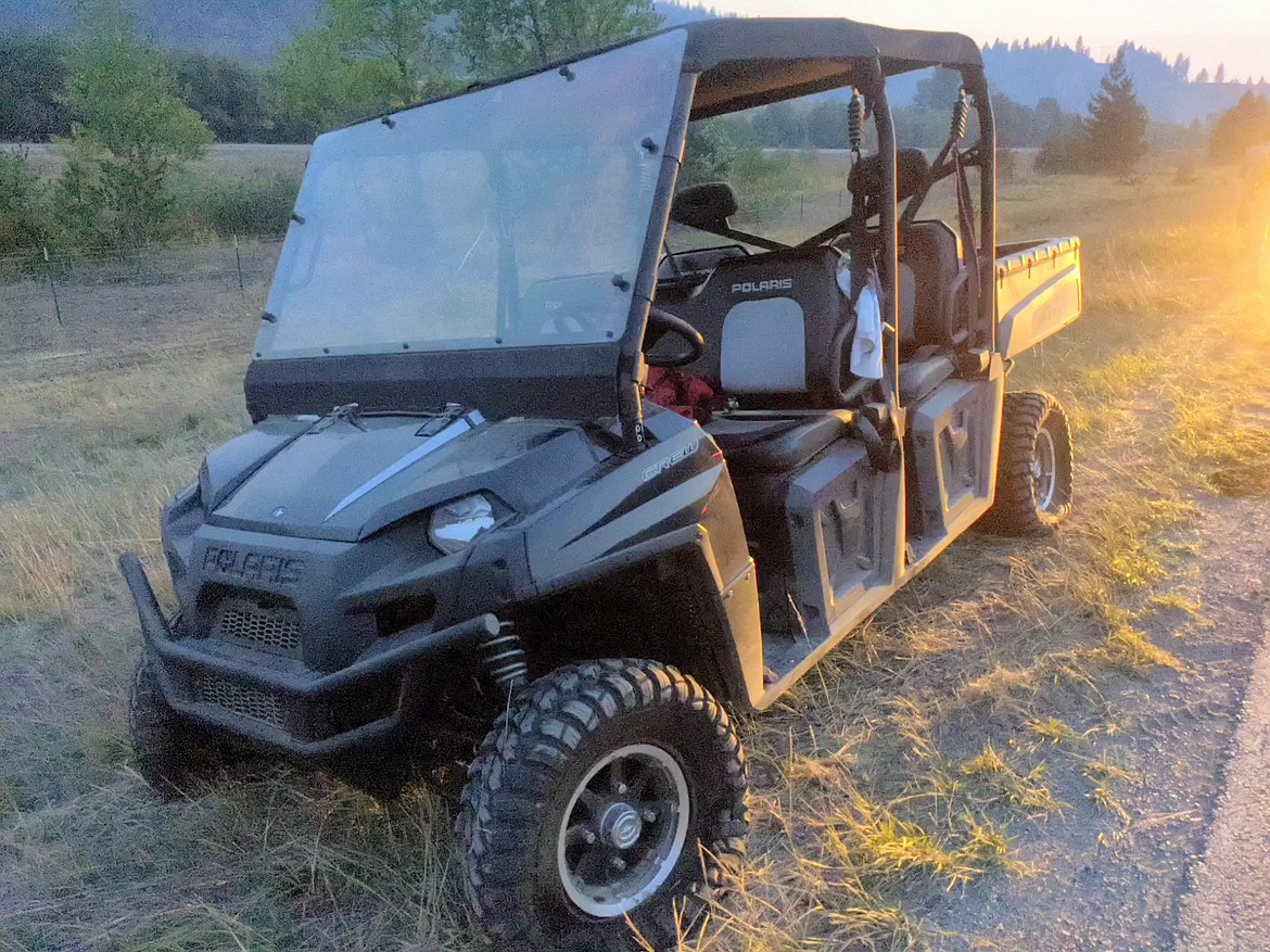 The stolen UTV after it had been stopped by law enforcement Wednesday night.