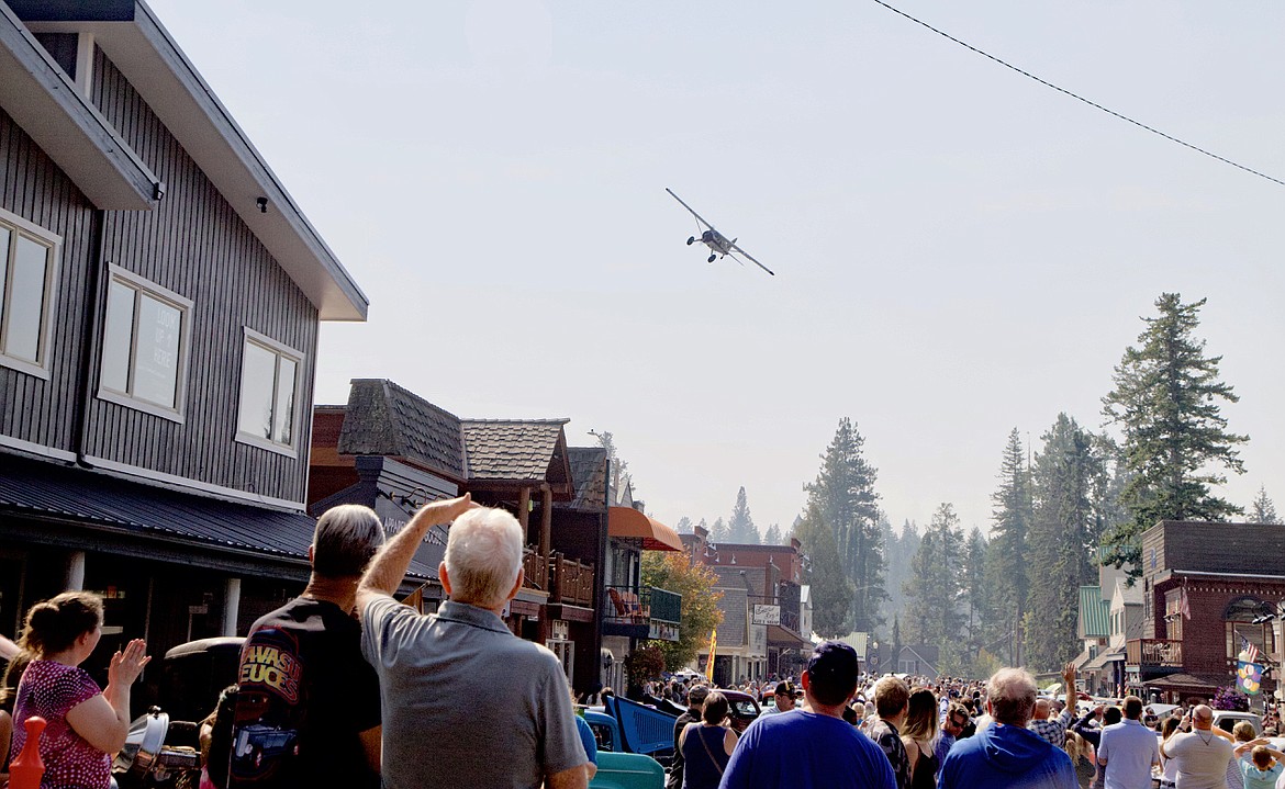 A flyover at noon followed the singing of the national anthem adding a special moment to  the VFW sponsored event. (Kay Bjork photo)