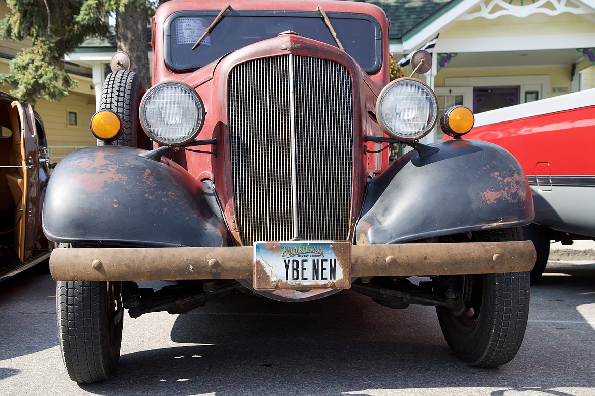 Geoff Landon's license plate on his 1936 Chevy truck makes a good point. (Kay Bjork photo)