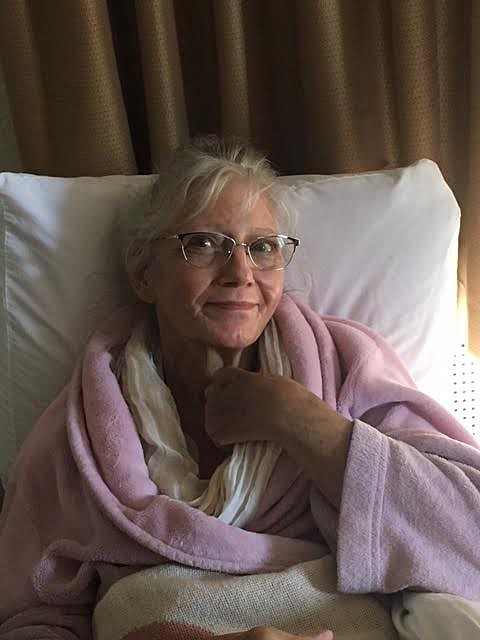 Kathleen Brown, shown here recovering from her liver transplant surgery, hopes to be home by the first week in November. Brown and her family are extremely thankful for the support of the Mineral County community for their support. (Courtesy photo)