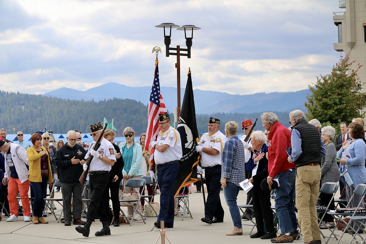 A crowd gathered at the Veterans Memorial in McEuen Park to watch the commemoration ceremony and plaque unveiling for the 100th anniversary of The Tomb of the Unknown Soldier on Saturday. HANNAH NEFF/Press