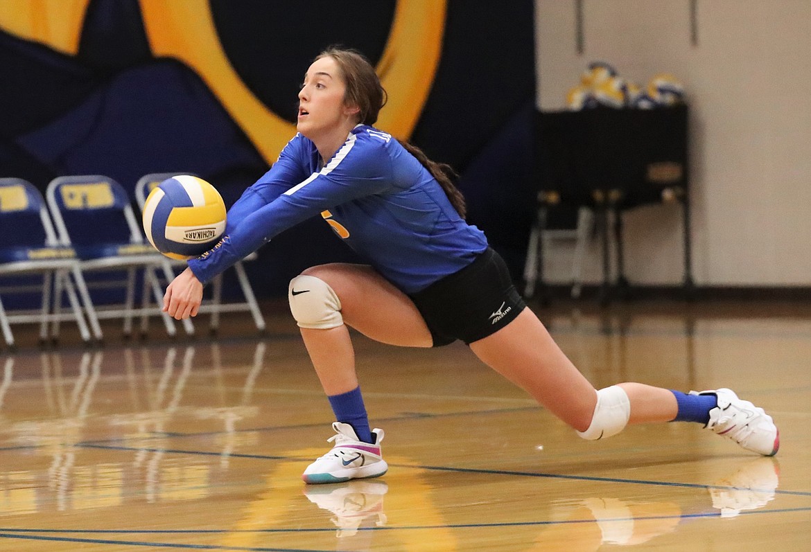 Taylor Staley gets down for a dig on Thursday.