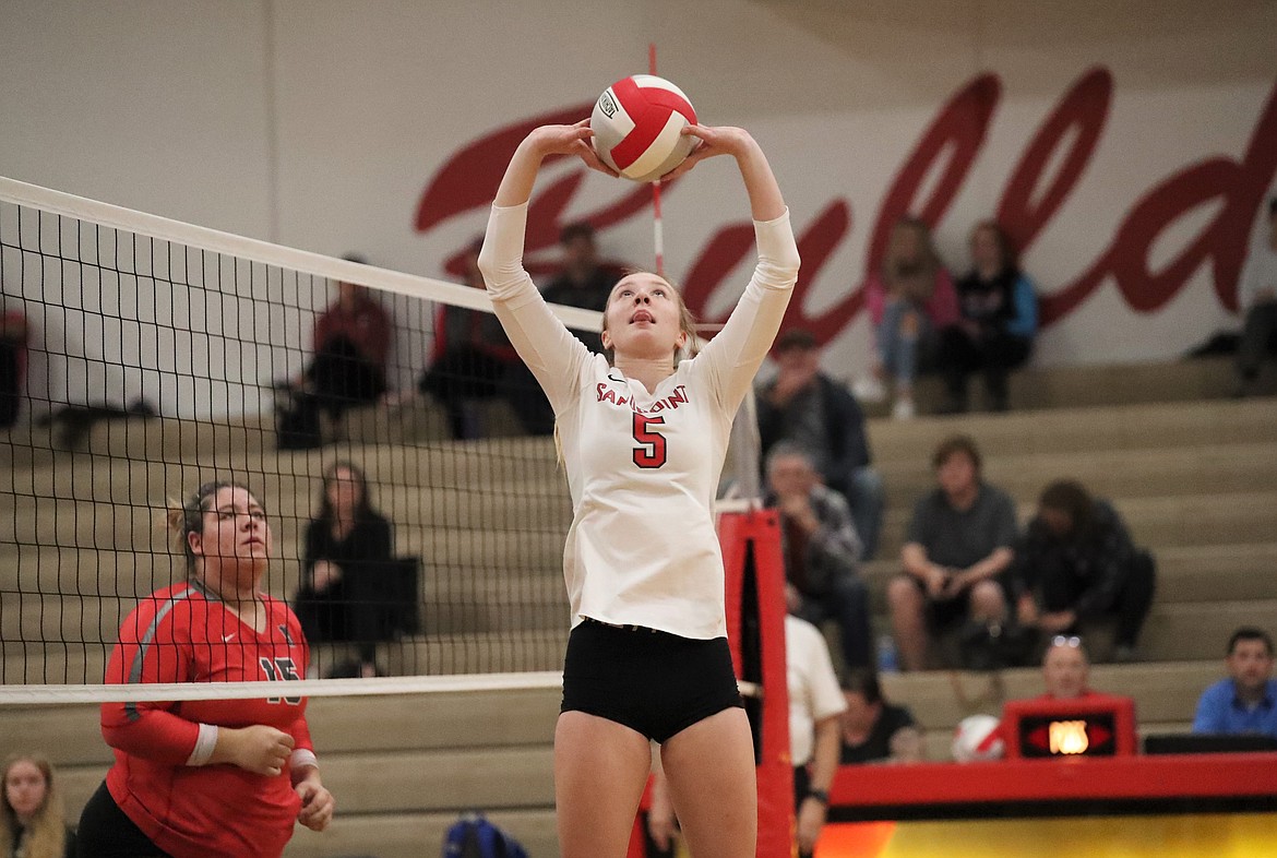 Audrey Sheffler sets the ball up for a teammate on Saturday.