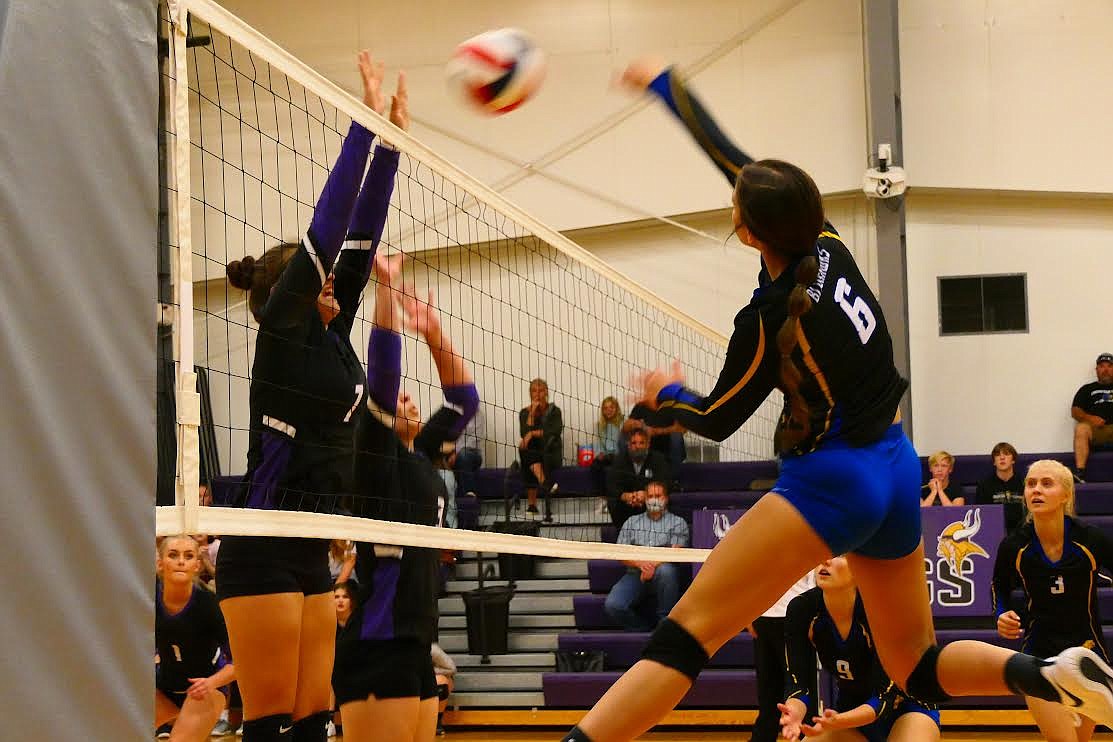 Thompson Falls junior standout Avery Burgess defends the net against Charlo Thursday evening. (Chuck Bandel/Valley Press)