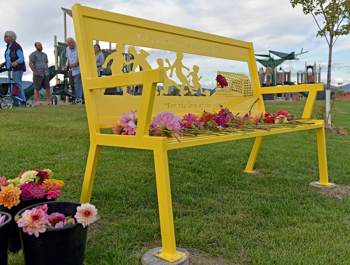 A bench and micro field at Smith Fields in Whitefish was recently dedicated to longtime Whitefish youth soccer coach Kelsey Whitby who passed away from an agressive form of brain cancer in 2018. (Whitney England/Whitefish Pilot)