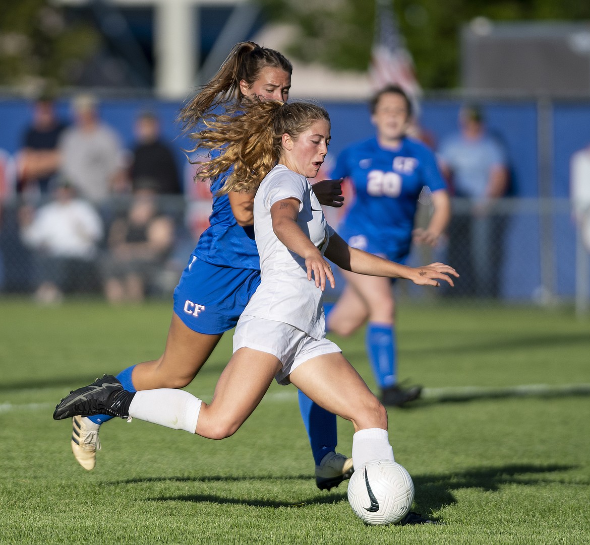 Bulldog Brooke Roberts takes a shot against Columbia Falls during a game on Tuesday, Sept. 14. (Chris Peterson/Hungry Horse News)