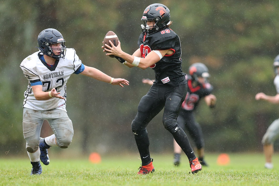 Junior Matyus McLain intercepts a pass during Saturday's game against Oroville at PRLHS.