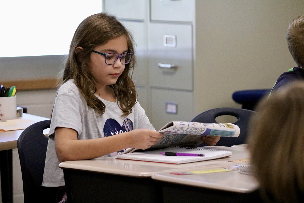 Ten year old Ava Bauer, a fifth grader at Twin Lakes Elementary school, said she was both excited and nervous to be published in Kid Scoop, a section of the newspaper for kids. HANNAH NEFF/Press