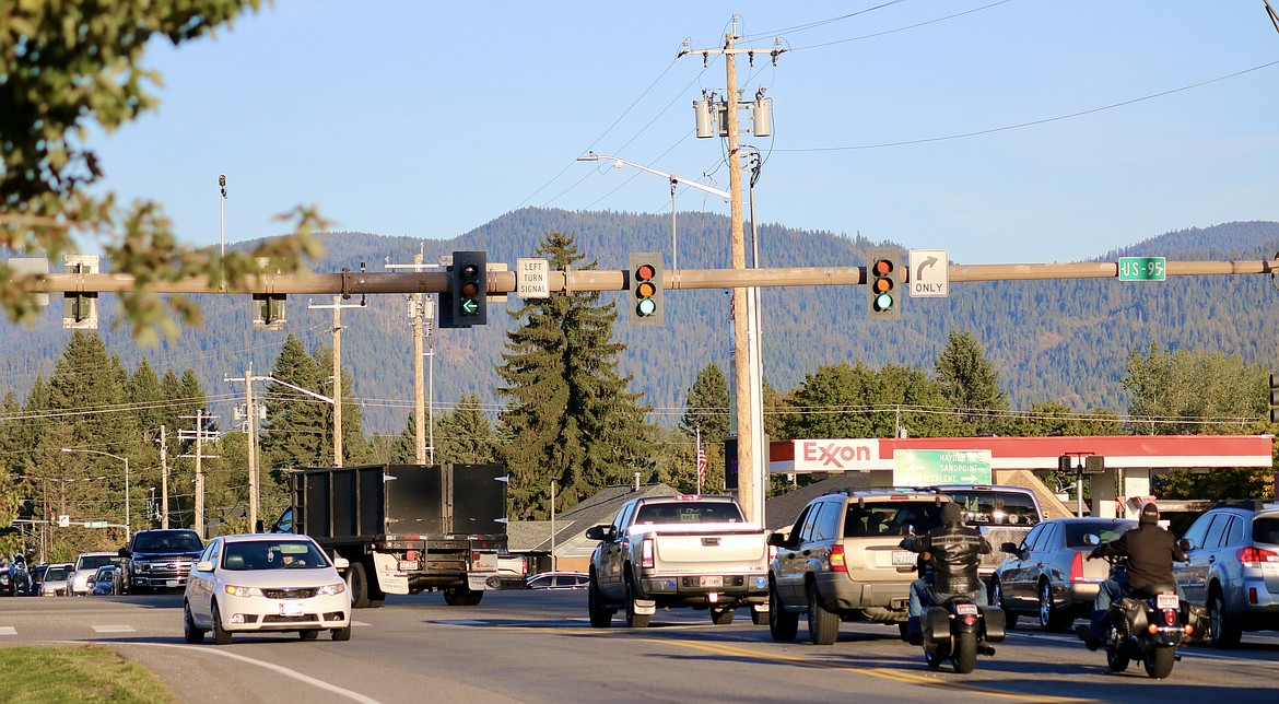 The intersection of U.S. 95 and Hayden Avenue shows traffic around 5:30 p.m. in September. Traffic and growth are among hot items the city of Hayden will focus on in 2022.
