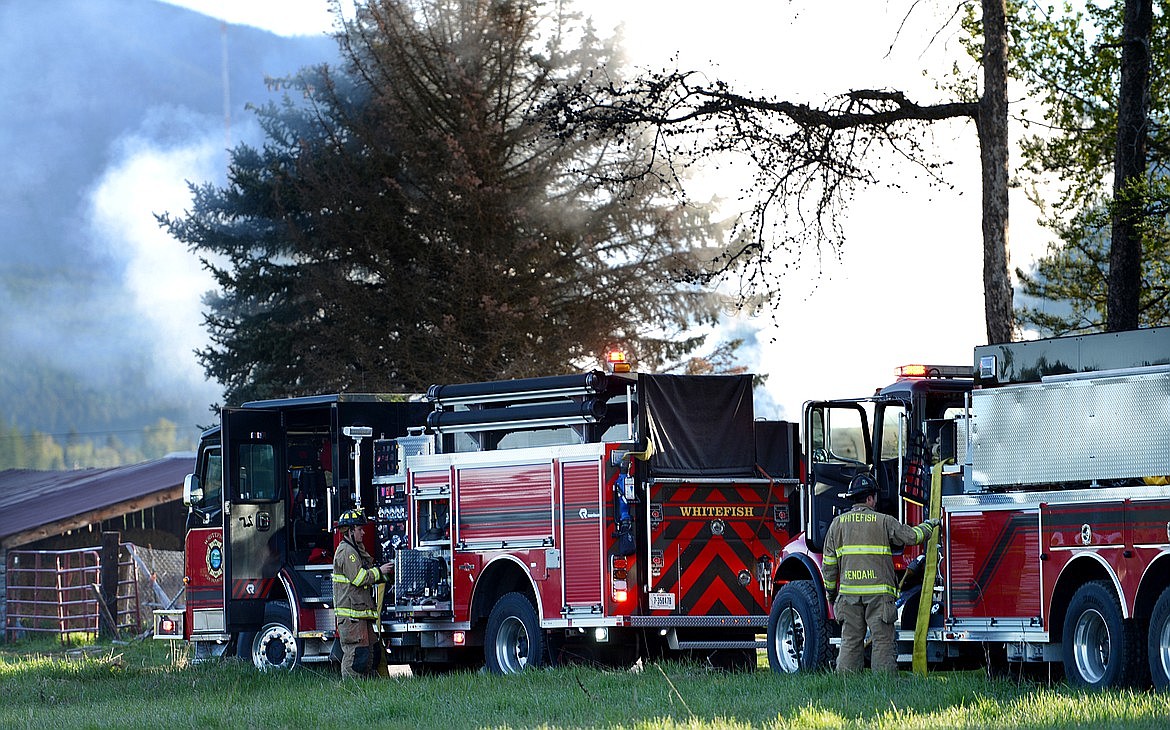 The Whitefish Fire Department responds to a structure fire along JP Road in this file photo. (Whitefish Pilot)