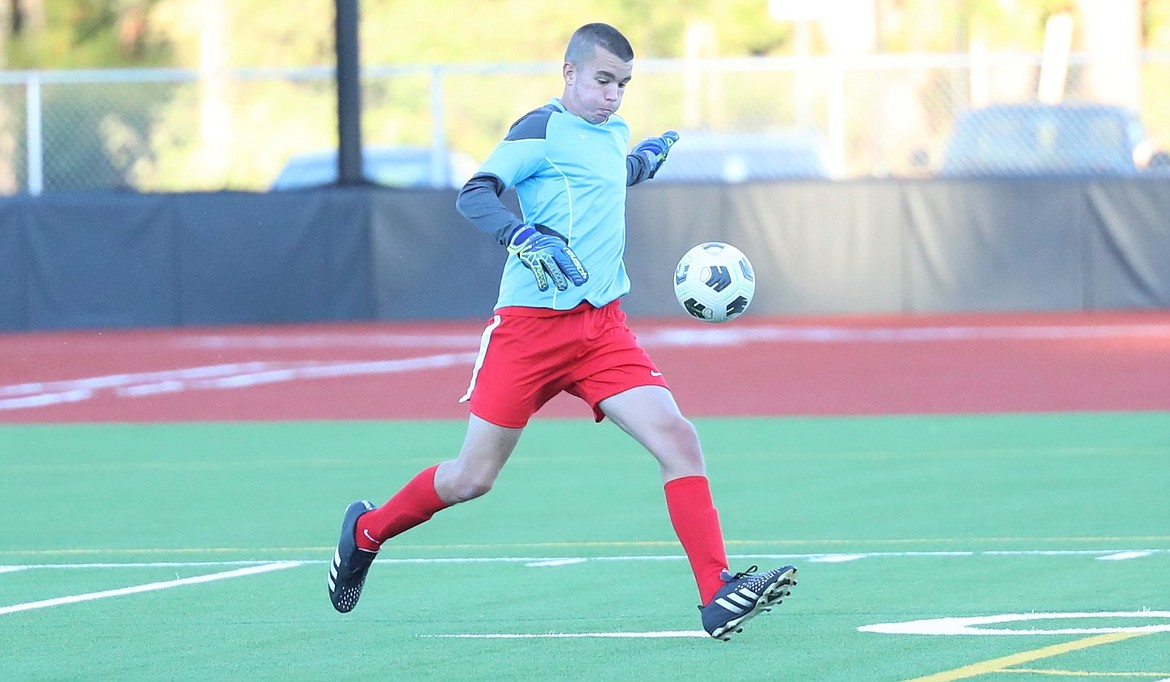 Goalkeeper John Young kicks the ball upfield on Tuesday.