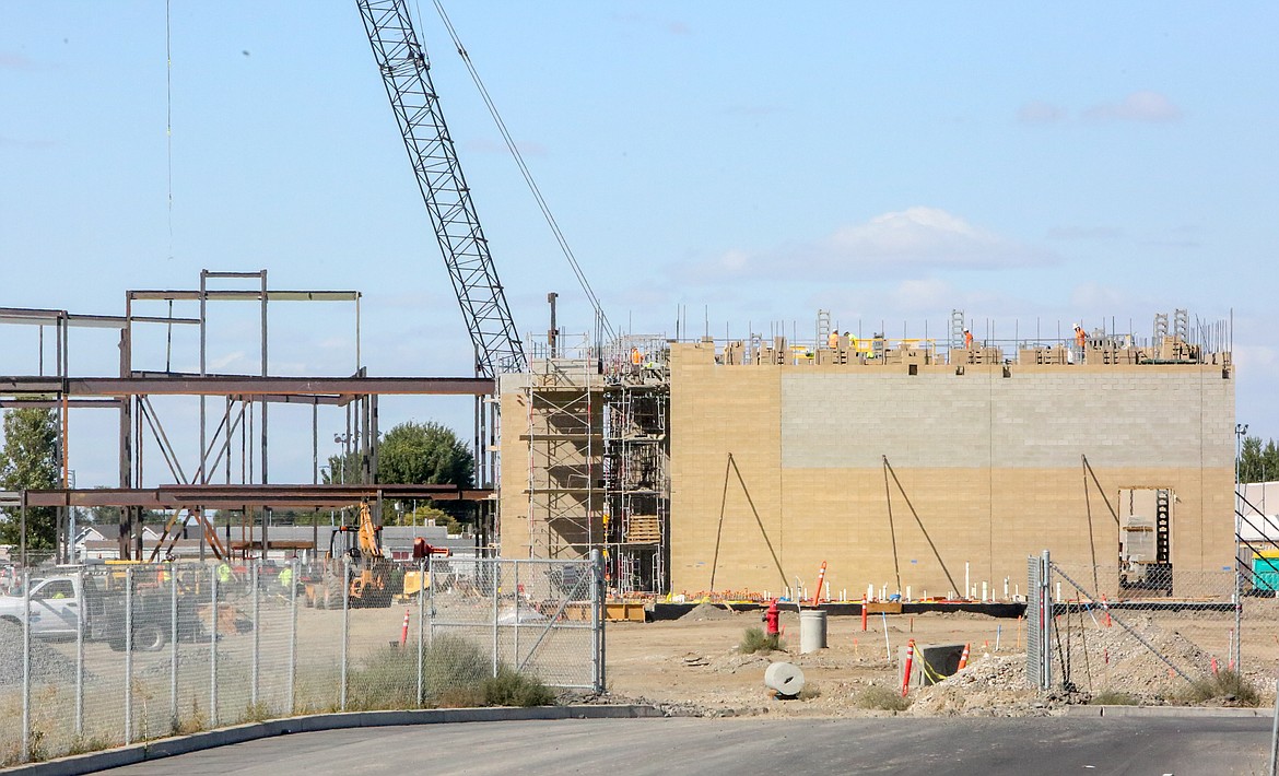 Informally known as Real World Academy before Thursday’s meeting of the Moses Lake School Board, the new facility, seen under construction above, will be called Vanguard Academy.