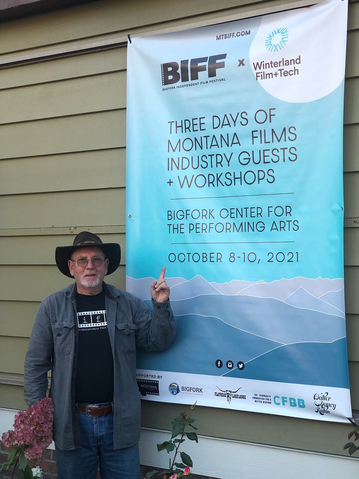 Steve Shapero, Founder and Executive Director of the Bigfork Independent Film Festival, stands beside the Bigfork Center for the Performing Arts, where the festival will take place. (photo provided)