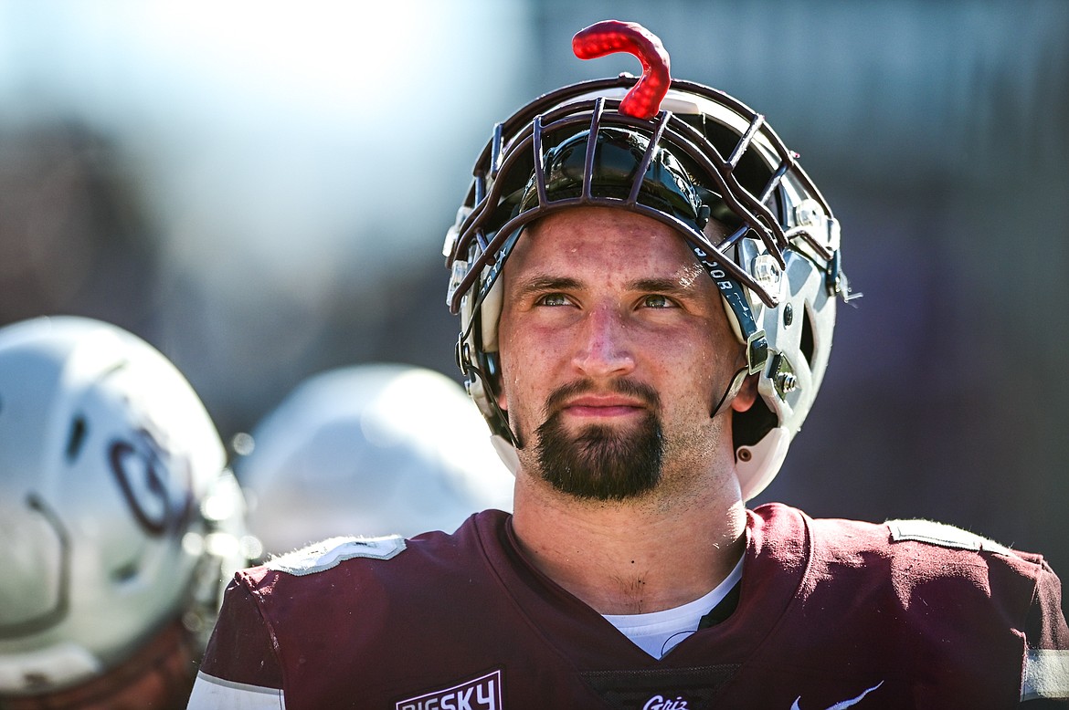 Montana linebacker Patrick O'Connell (58) looks to the stands from the sideline in the fourth quarter against Cal Poly at Washington-Grizzly Stadium on Saturday, Sept. 25. (Casey Kreider/Daily Inter Lake)