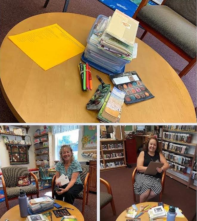 Diane Metzger and Florence Evans took time to write letters and cards to their beloved grandchildren during the Mineral County Library's newest group called CESSS the Day. It's held on Tuesdays each week from 11 a.m. to 2 p.m. (Photo courtesy Florence Evans)