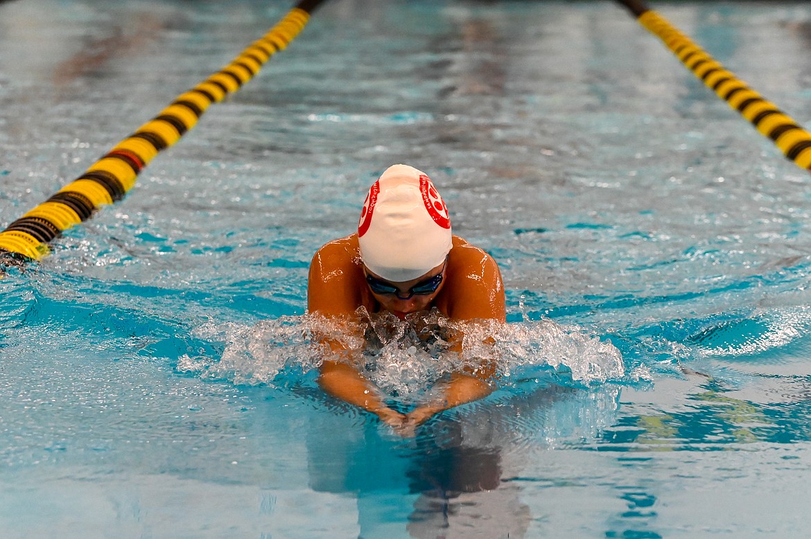 Junior captain Ayiana Prevost competes in the 100 breaststroke on Saturday.