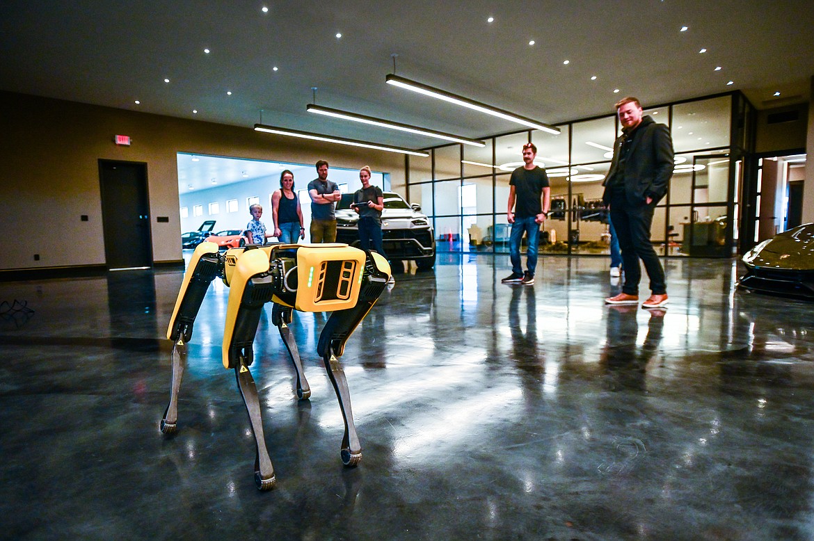 A Boston Dynamics Spot mobile robot is demonstrated inside a showroom at SWAE in Columbia Falls on Friday, Sept. 24. (Casey Kreider/Daily Inter Lake)