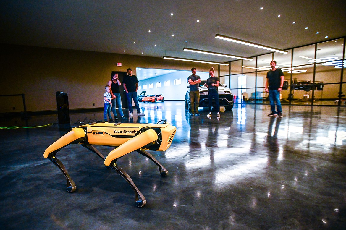 A Boston Dynamics Spot mobile robot is demonstrated inside a showroom at SWAE in Columbia Falls on Friday, Sept. 24. (Casey Kreider/Daily Inter Lake)