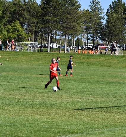 Photo by KARI HYNES
The Thorns North FC 11 Girls Green soccer team lost 5-1 to EW Surf Holmfeldt on Saturday. Payton Brennan (pictured) scored the Thorns' only goal late in the second half.