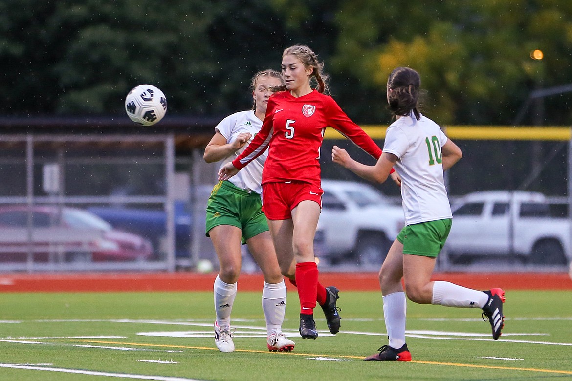 Senior Ashlee Webster settles down the ball and scores a goal in the 79th minute of Thursday's match.