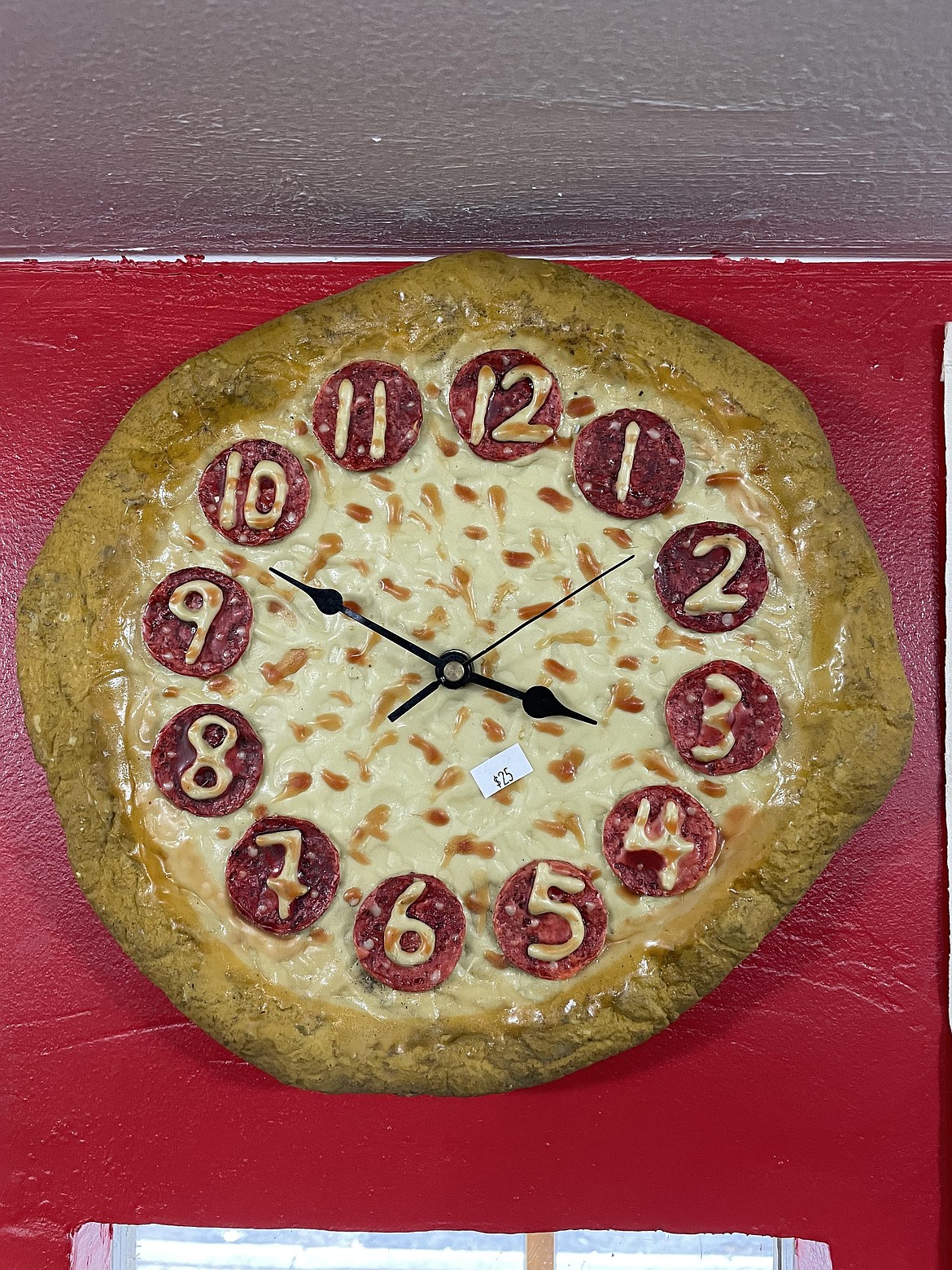 A pizza clock for sale for $25 at B&B Mancaves NW in Soap Lake.