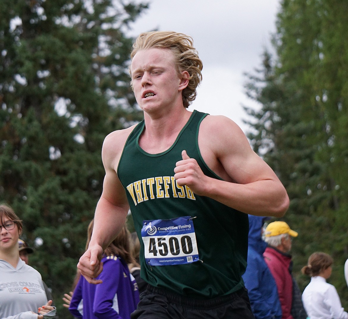 Bulldog senior Cole Cameron finishes at just under 20 minutes (19:56) at the Whitefish cross country invitational. (Matt Weller photo)