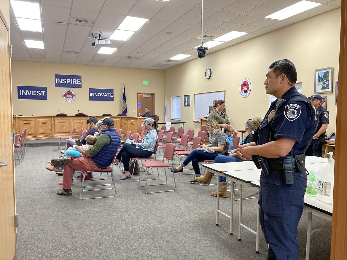 A small group of community members viewed the Coeur d'Alene School District Board of Trustees meeting on Monday virtually at the Midtown Center Meeting Room. The board is working to secure a venue to hold future board meetings in person. HANNAH NEFF/Press